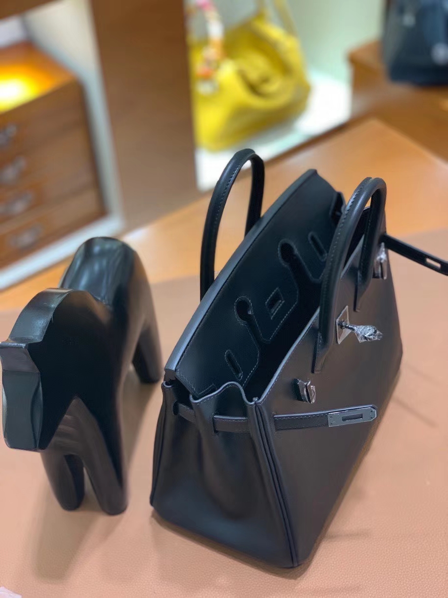 Hermès（爱马仕）Birkin 铂金包 Box皮 黑色 黑扣 25cm