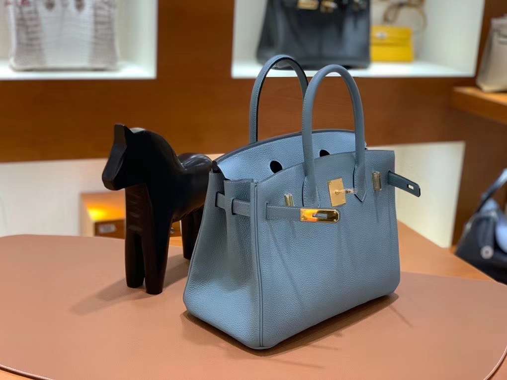 Hermès（爱马仕）Birkin 铂金包 Togo 天青色 金扣 30cm