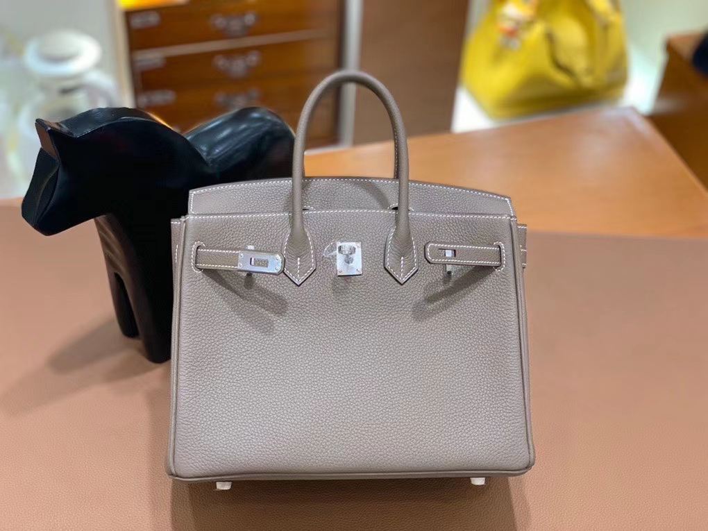 Hermès（爱马仕）Birkin 铂金包 Togo 大象灰 银扣 25cm