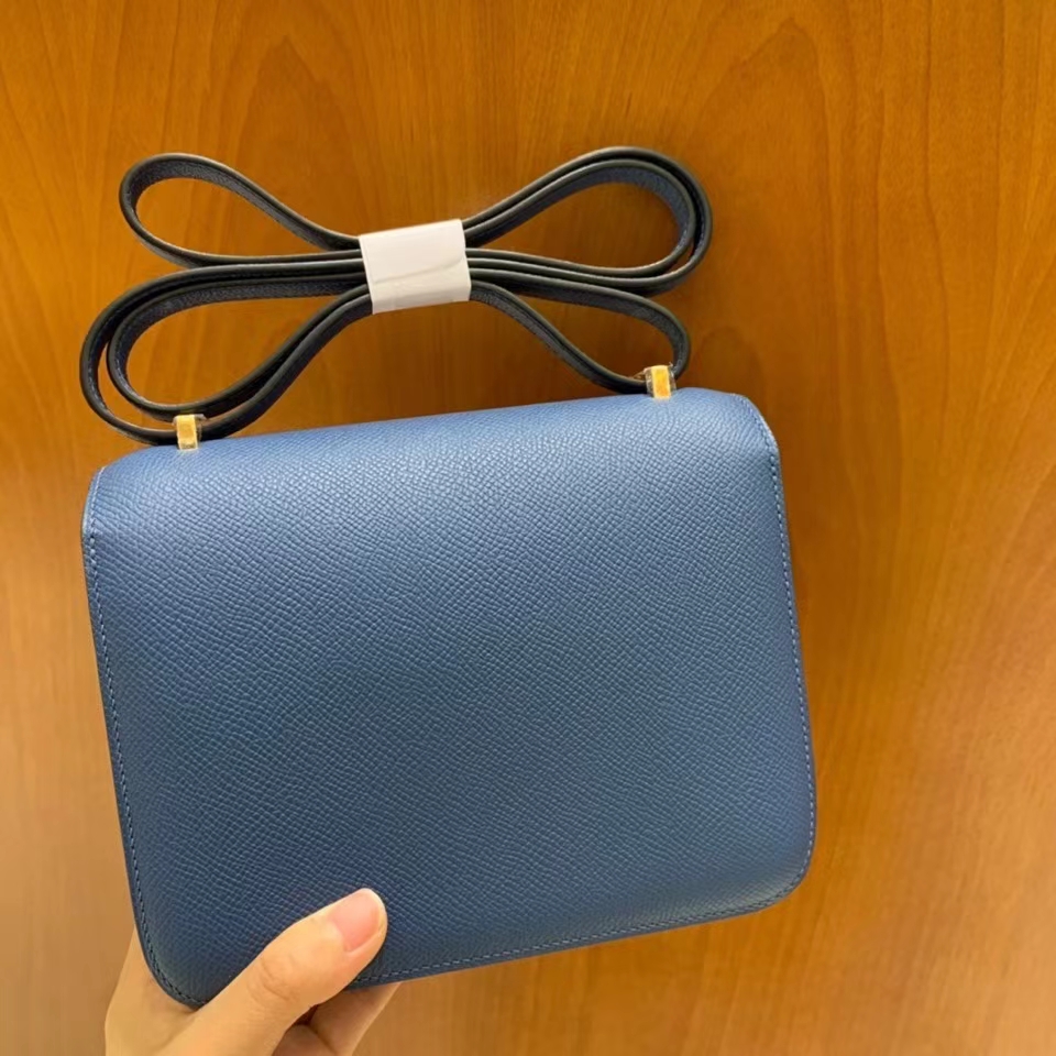 Hermès（爱马仕）Constance 空姐包 epsom 玛瑙蓝 19cm 金扣 现货