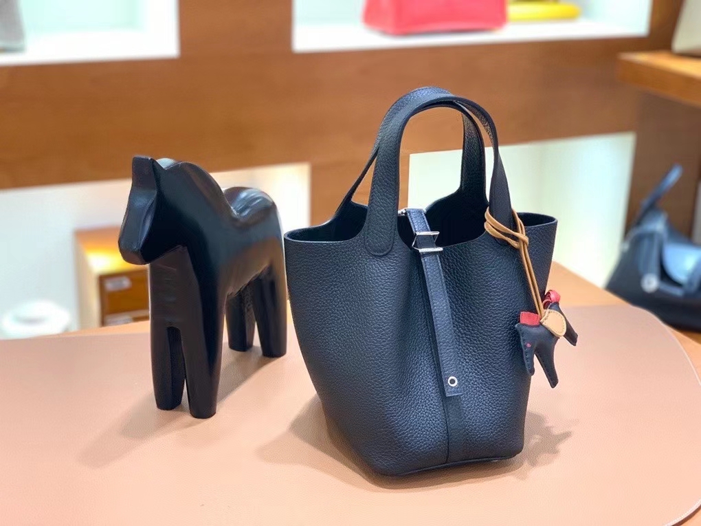 Hermès（爱马仕）Picotin 菜篮子 TC皮 黑色 18cm 银扣