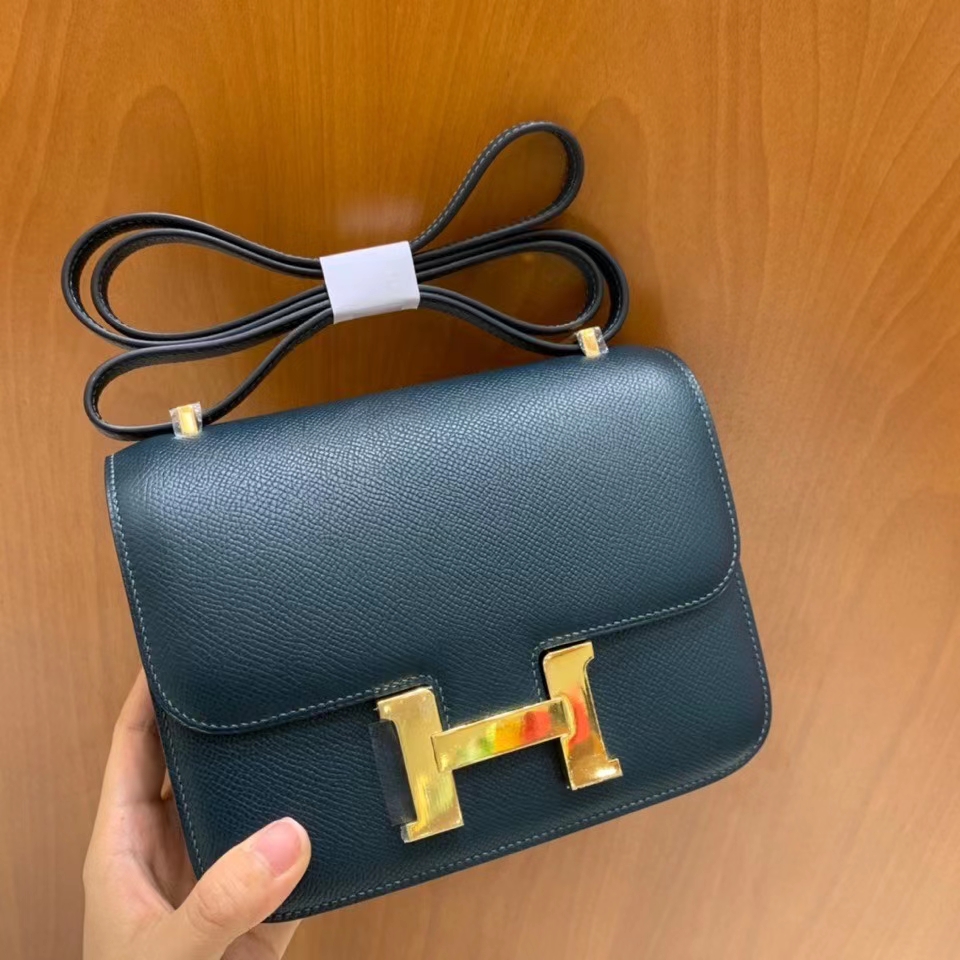 Hermès（爱马仕）Constance 空姐包 epsom 松柏绿 19cm 金扣 现货