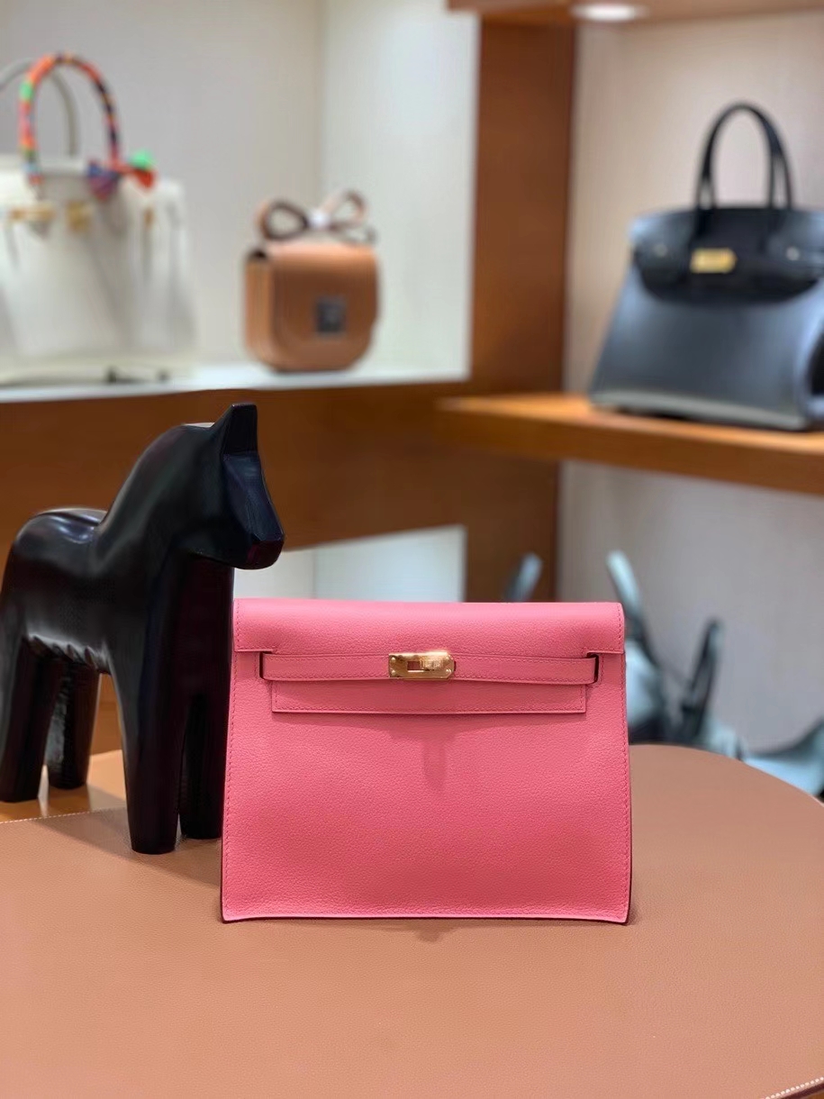 Hermès（爱马仕）Kelly danse evercolor K4夏日粉 22cm 金扣 现货