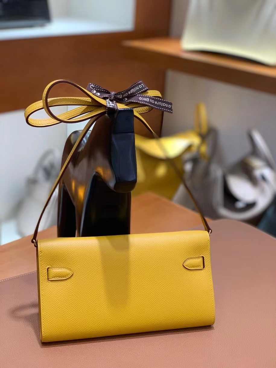 Hermès（爱马仕）Epsom 9D琥珀黄 Kelly togo wallet 金扣 现货