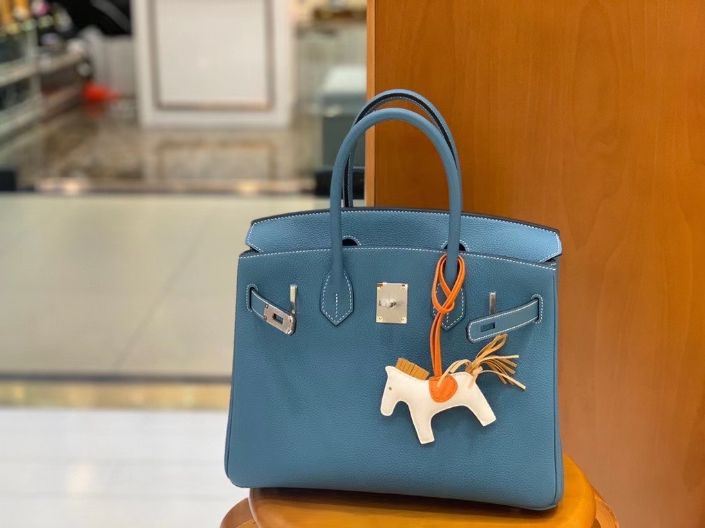 Hermès（爱马仕）Birkin 铂金包 Togo 牛仔蓝 银扣 30cm