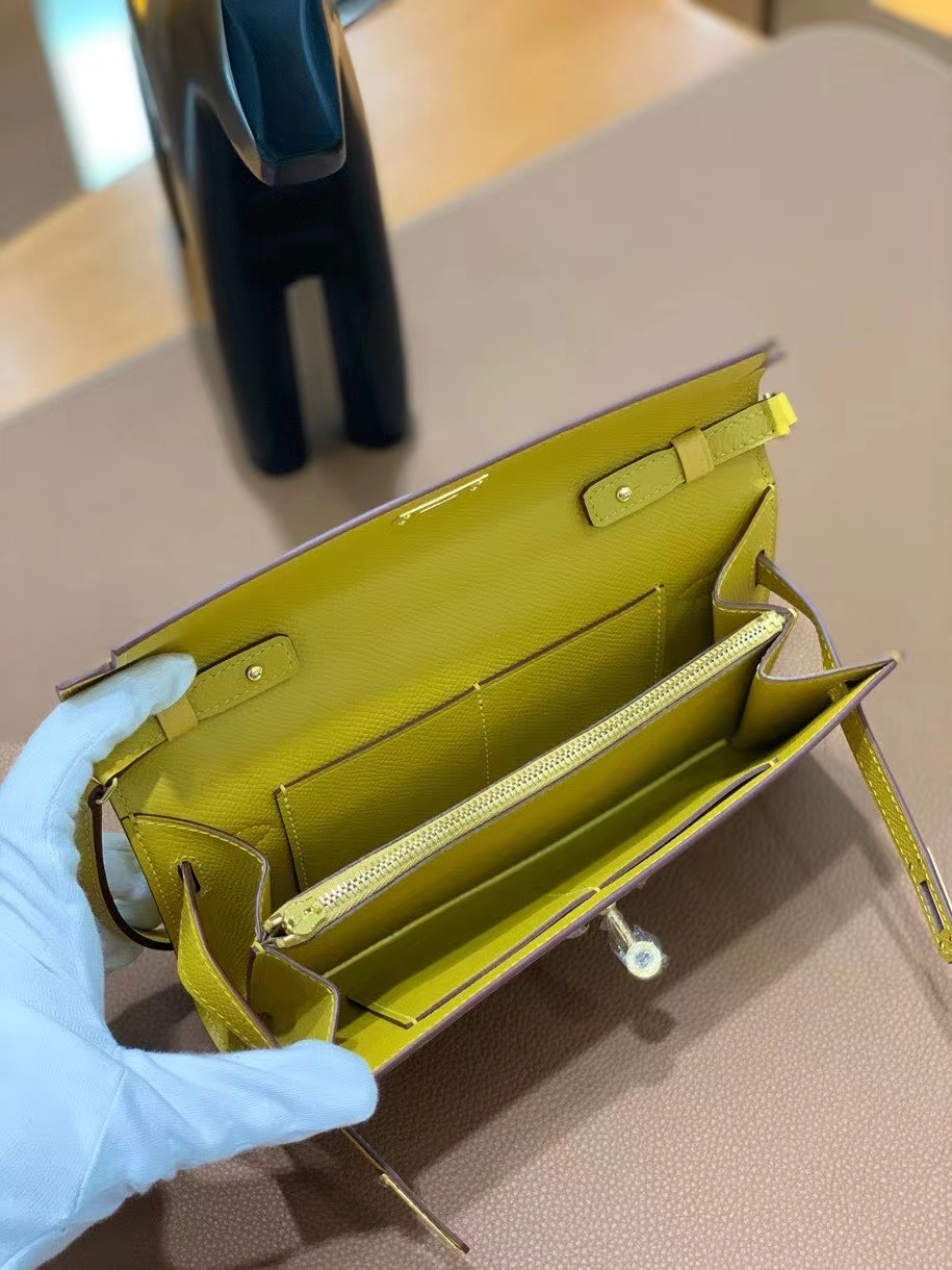 Hermès（爱马仕）Epsom 9D琥珀黄 Kelly togo wallet 金扣 现货