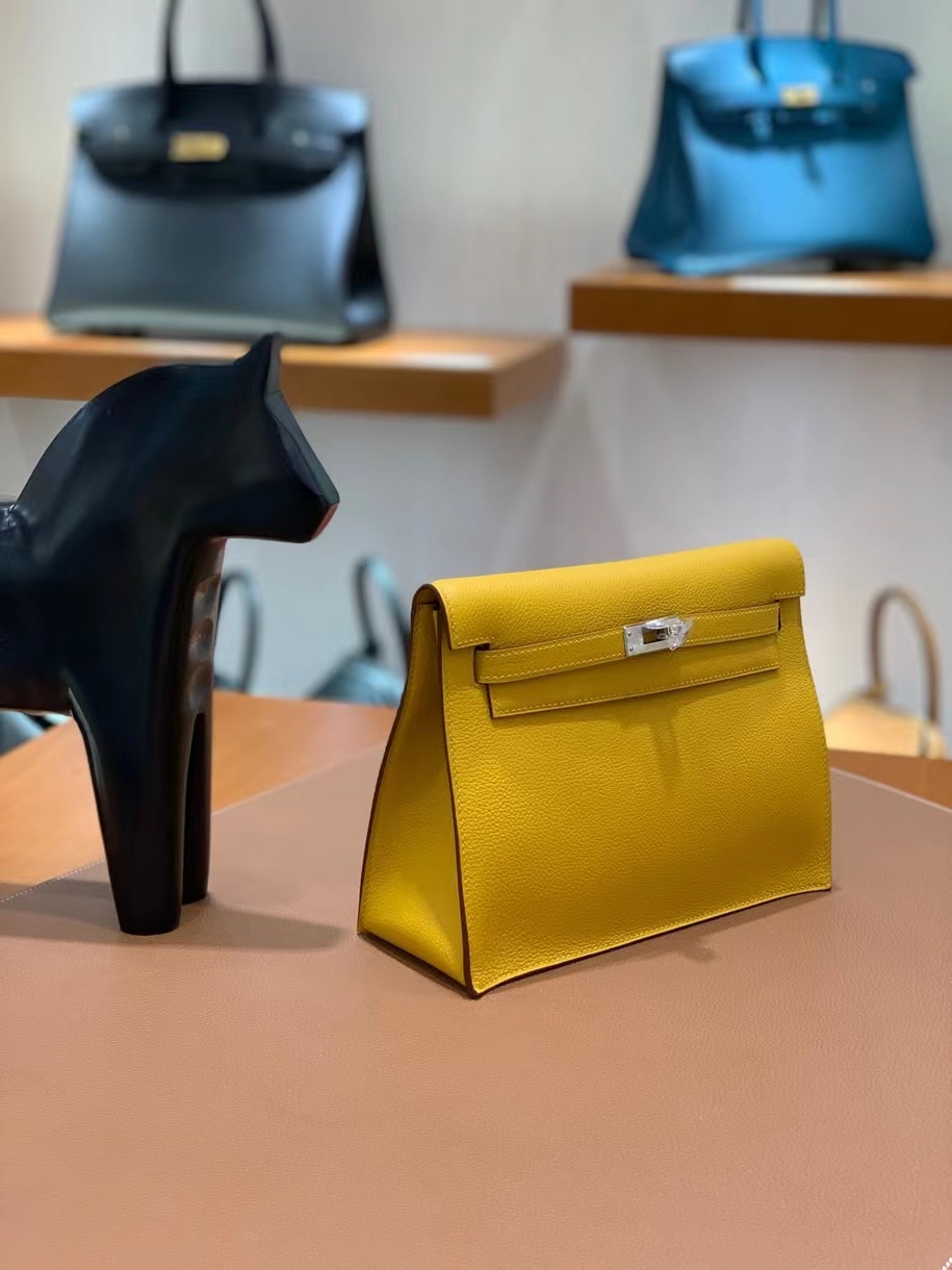 Hermès（爱马仕）Kelly danse evercolor 9D琥珀黄 22cm 银扣 现货