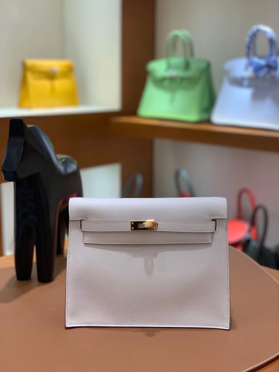 Hermès（爱马仕）Kelly danse evercolor 8L奶油白 22cm 金扣 现货