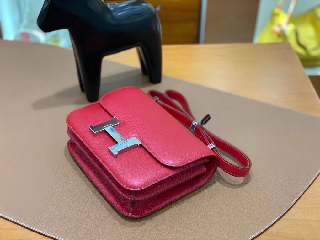 Hermès（爱马仕）Constance 空姐包 epsom 国旗红 银扣 24cm 现货