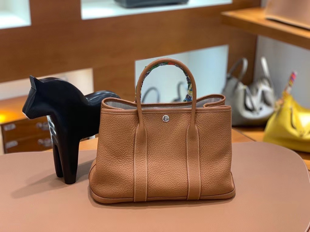 Hermès（爱马仕） Garden Party 花园包 negonda 金棕色 30cm 银扣