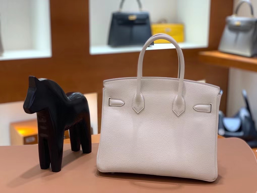 Hermès（爱马仕）Birkin 铂金包 Togo 奶昔白 银扣 30cm