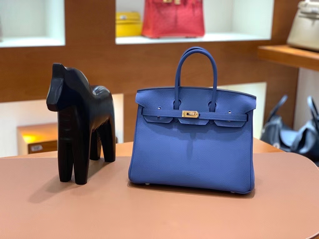 Hermès（爱马仕）Birkin 铂金包 Togo 玛瑙蓝 金扣 25cm