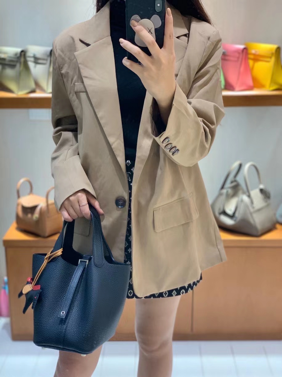 Hermès（爱马仕）Picotin 菜篮子 TC皮 黑色 18cm 银扣