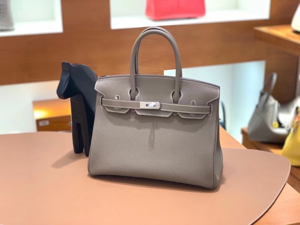 Hermès（爱马仕）Birkin 铂金包 Togo 大象灰 银扣 30cm
