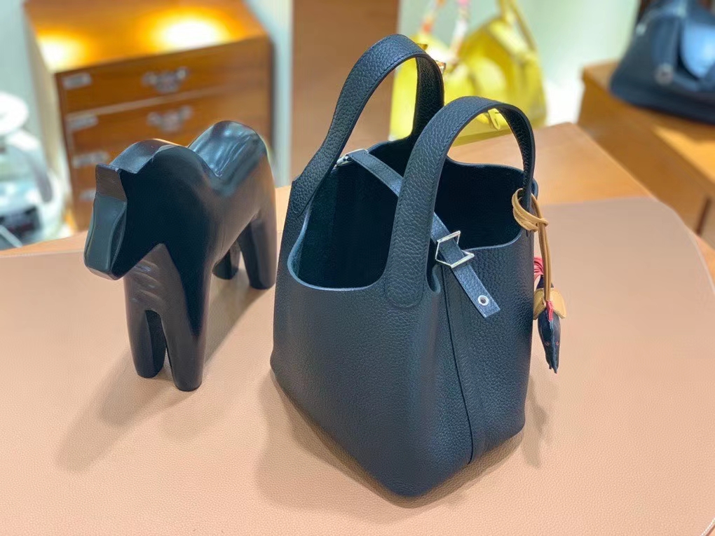 Hermès（爱马仕）Picotin 菜篮子 TC皮 黑色 18cm 银扣