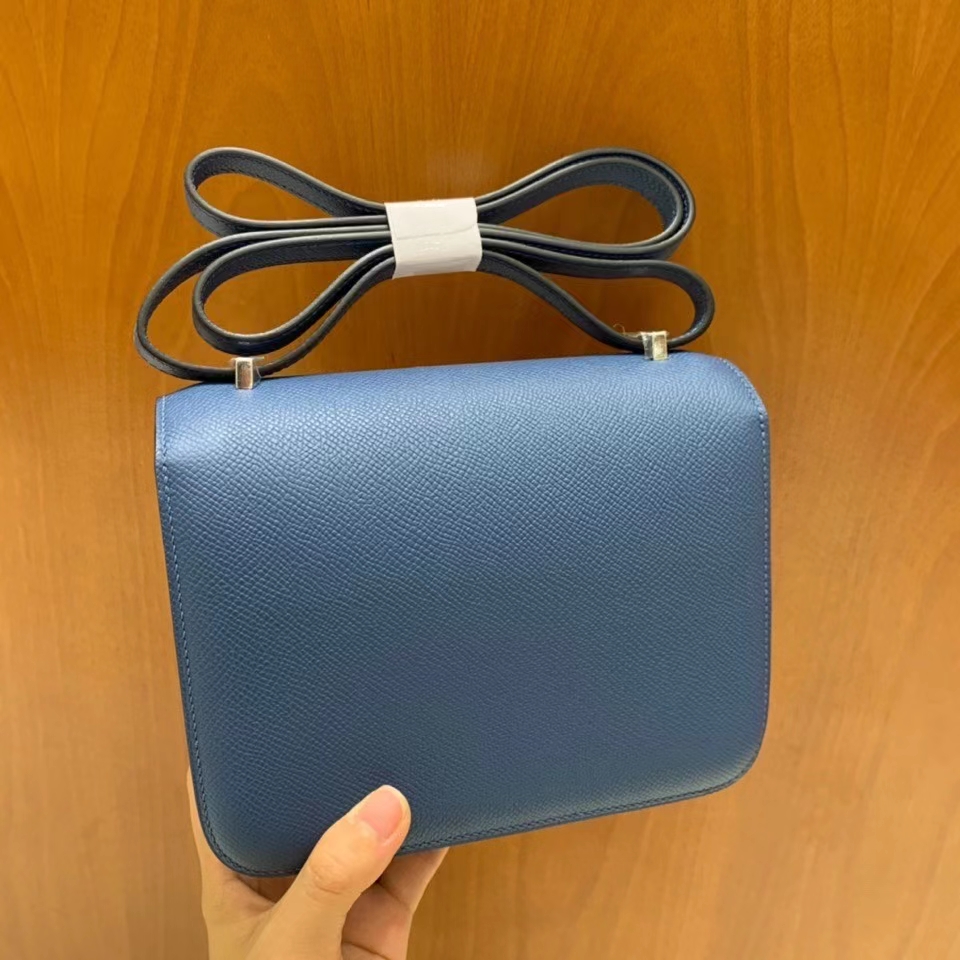 Hermès（爱马仕）Constance 空姐包 epsom 玛瑙蓝 19cm 银扣 现货