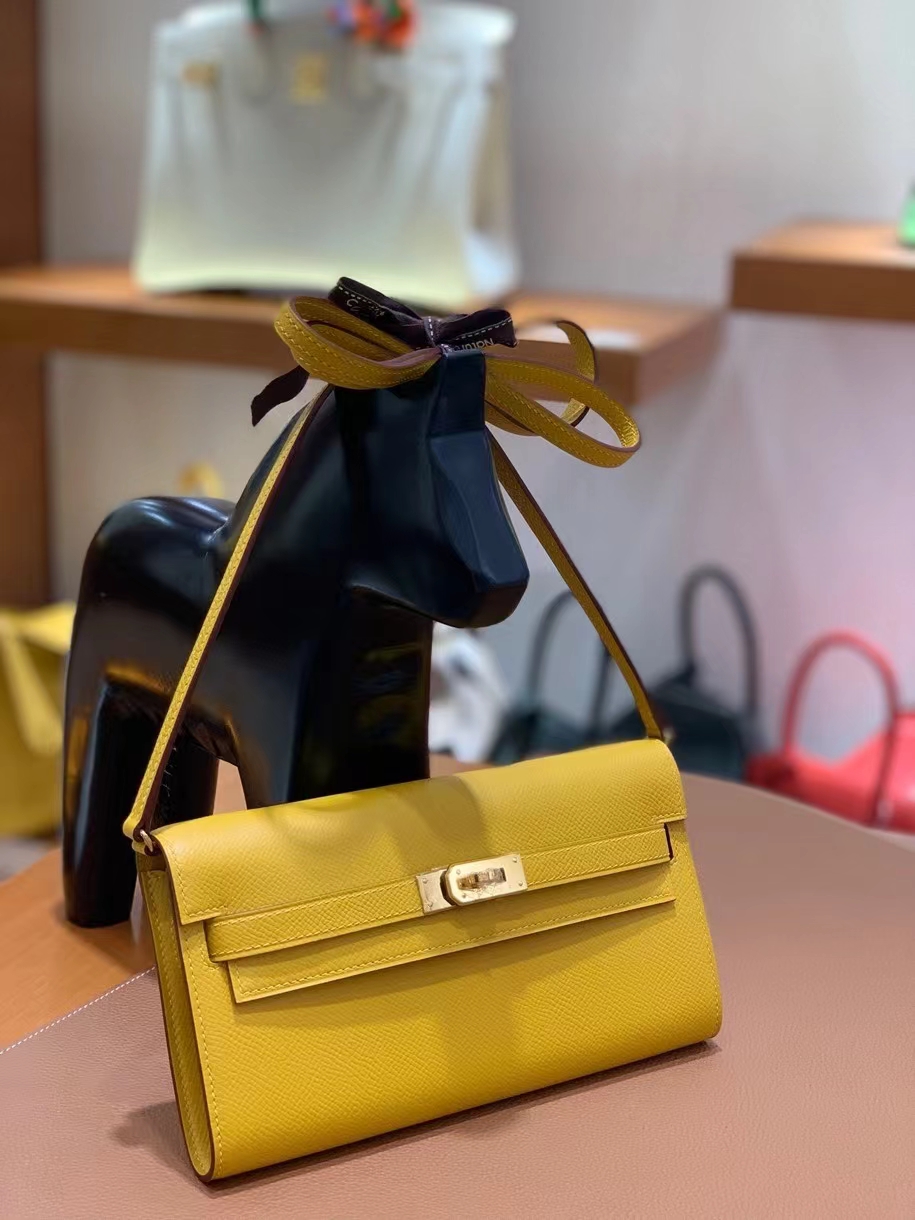 Hermès（爱马仕）Epsom 9D琥珀黄 Kelly togo wallet 金扣 现货