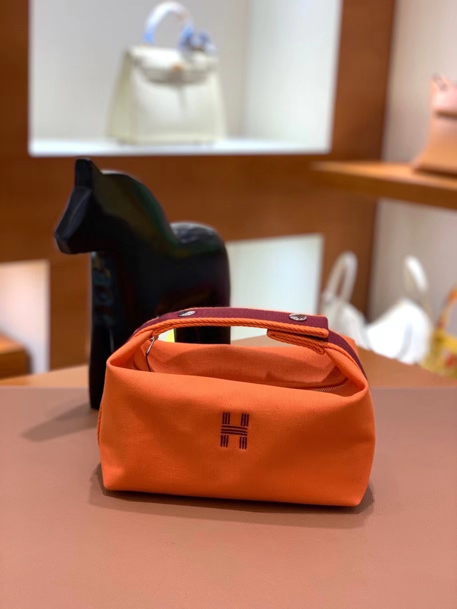 Hermès（爱马仕）橙色 饭盒包 21cm 银扣