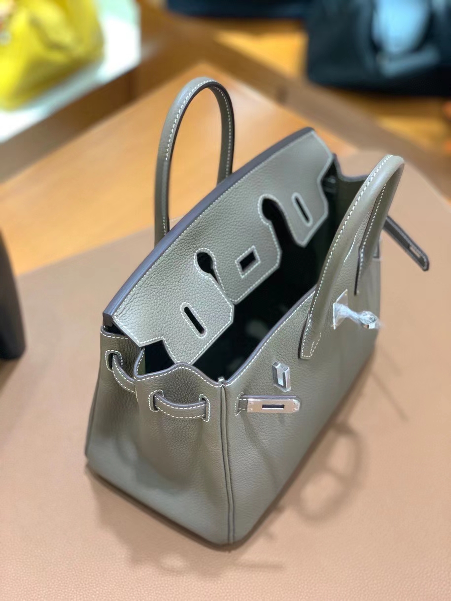 Hermès（爱马仕）Birkin 铂金包 Togo 大象灰 银扣 25cm