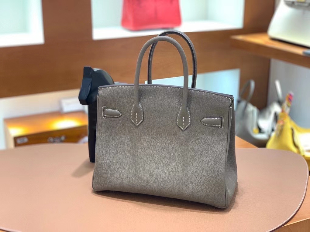 Hermès（爱马仕）Birkin 铂金包 Togo 大象灰 银扣 30cm