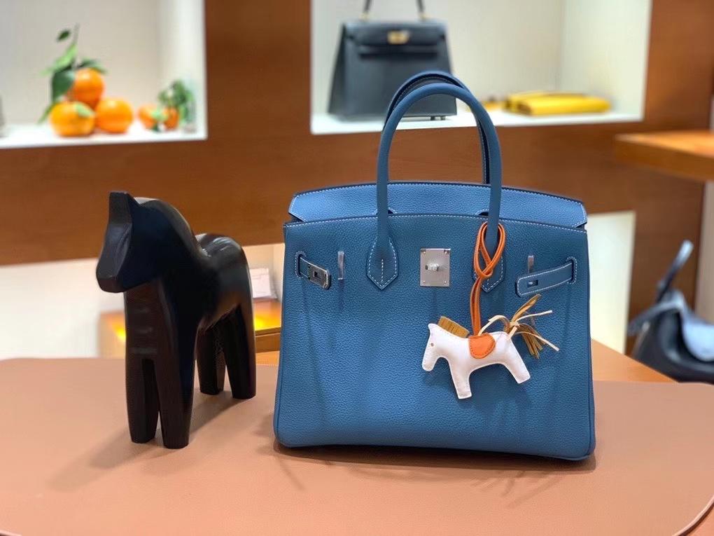 Hermès（爱马仕）Birkin 铂金包 Togo 牛仔蓝 银扣 30cm