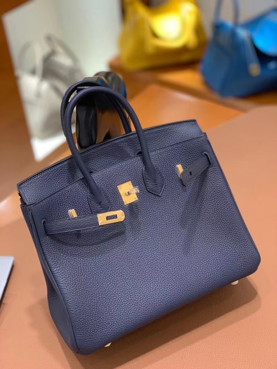 Hermès（爱马仕）Birkin 铂金包 Togo 2Z午夜蓝 金扣 25cm