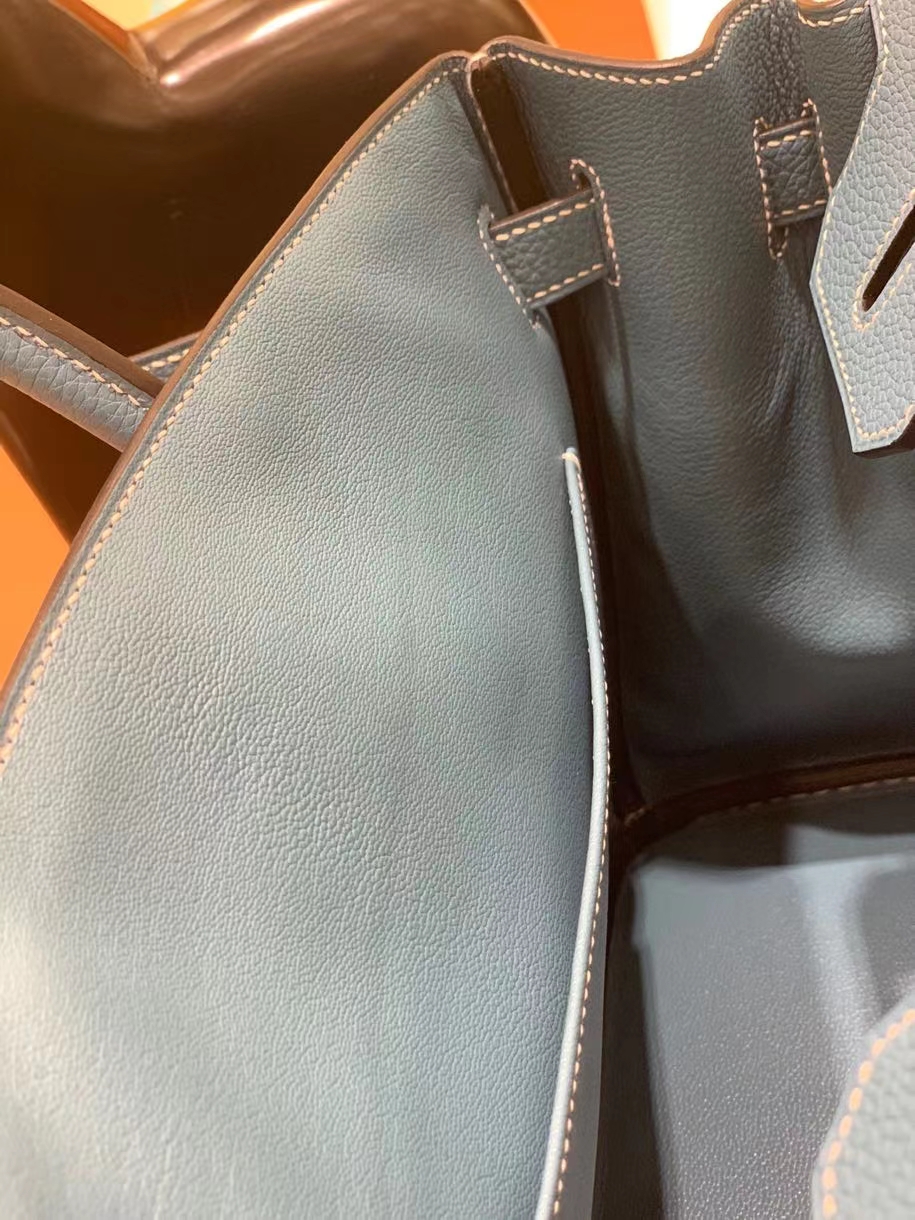 Hermès（爱马仕）Birkin 铂金包 Togo 牛仔蓝 银扣 30cm