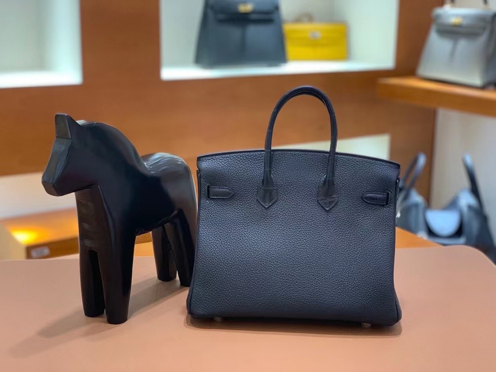 Hermès（爱马仕）Birkin 铂金包 Togo拼鳄鱼皮 黑色 金扣 25cm