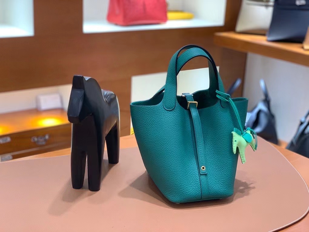 Hermès（爱马仕）Picotin 菜篮子 TC皮 丝绒绿 18cm 金扣