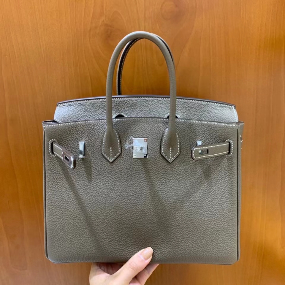Hermès（爱马仕）Birkin 铂金包 Togo 大象灰 银扣 25cm