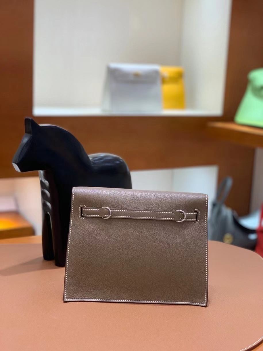 Hermès（爱马仕）Kelly danse evercolor 大象灰 22cm 银扣 现货