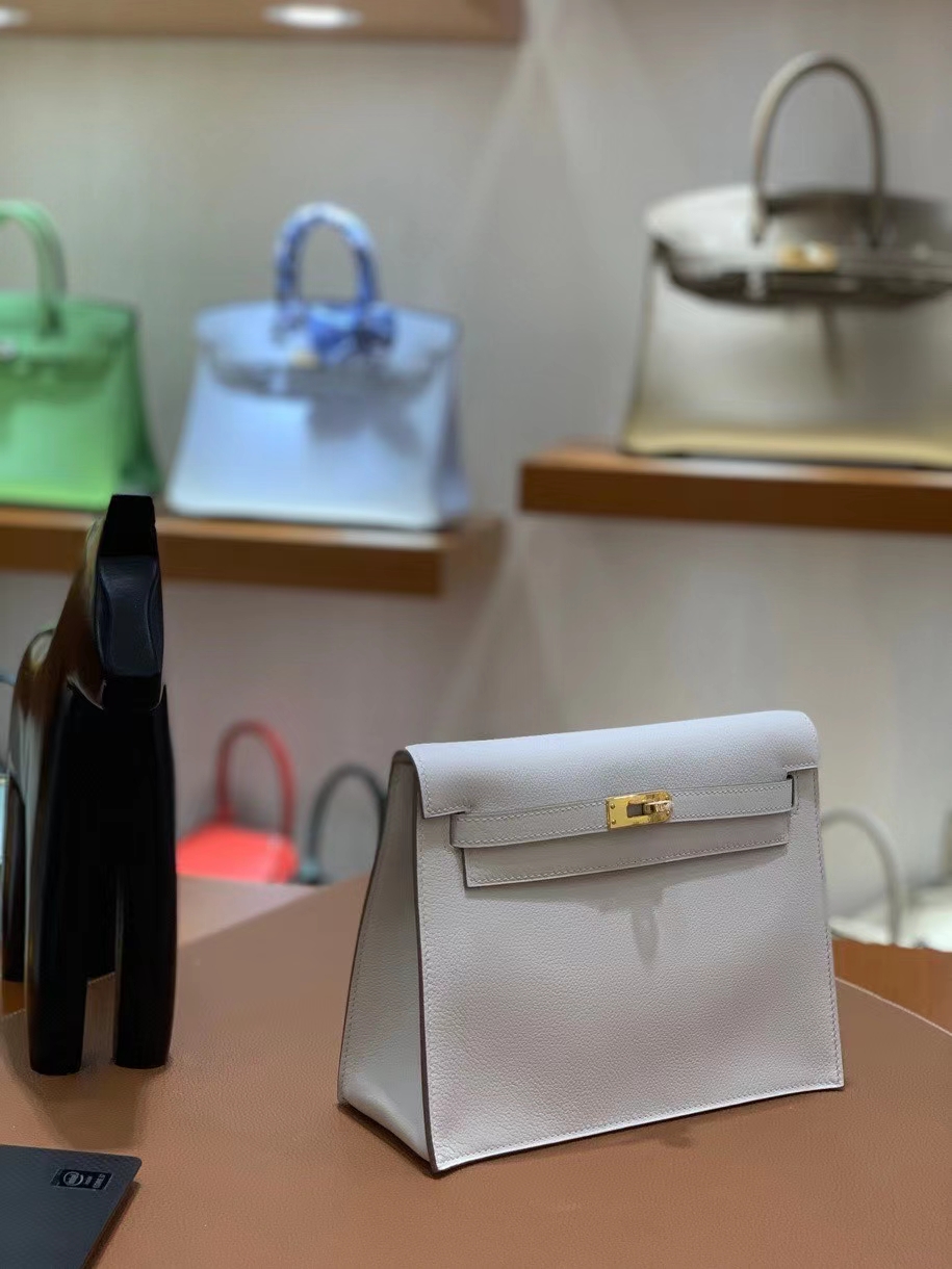 Hermès（爱马仕）Kelly danse evercolor 8L奶油白 22cm 金扣 现货