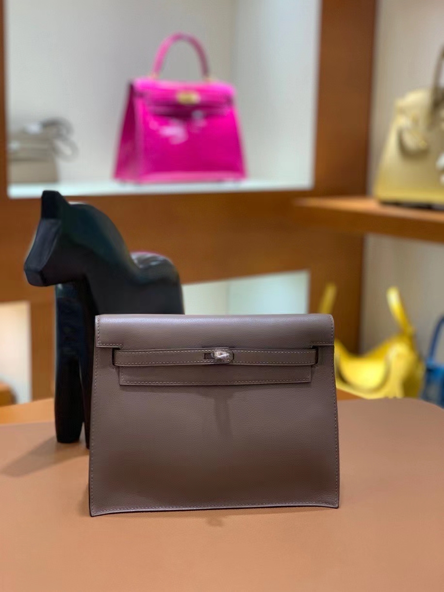 Hermès（爱马仕）Kelly Danse swift 8F锡器灰 22cm 银扣 现货