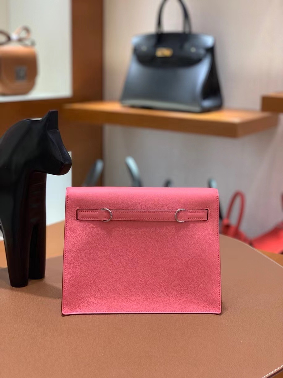 Hermès（爱马仕）Kelly danse evercolor K4夏日粉 22cm 银扣 现货