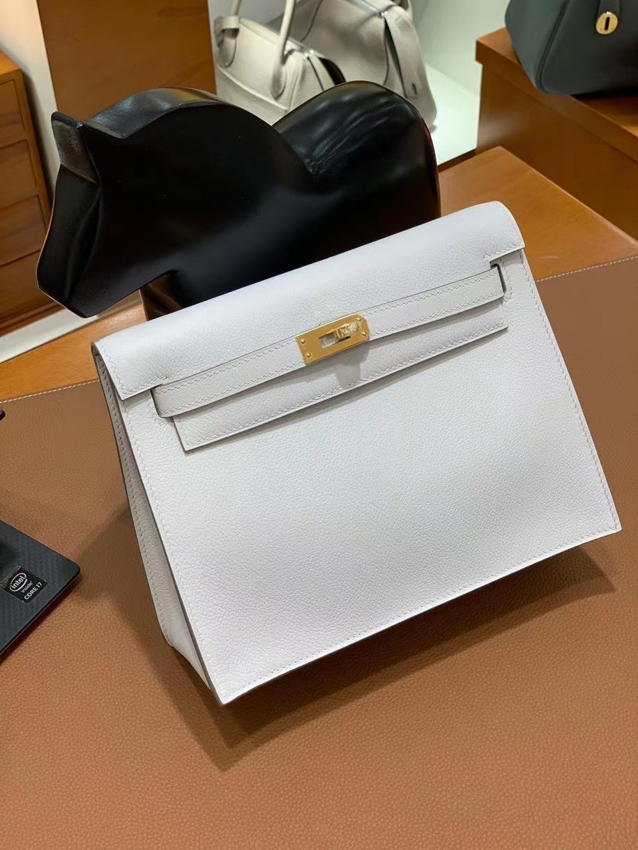 Hermès（爱马仕）Kelly danse evercolor 8L奶油白 22cm 金扣 现货