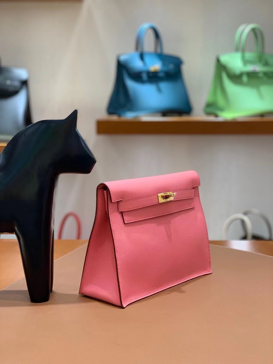 Hermès（爱马仕）Kelly danse evercolor K4夏日粉 22cm 金扣 现货