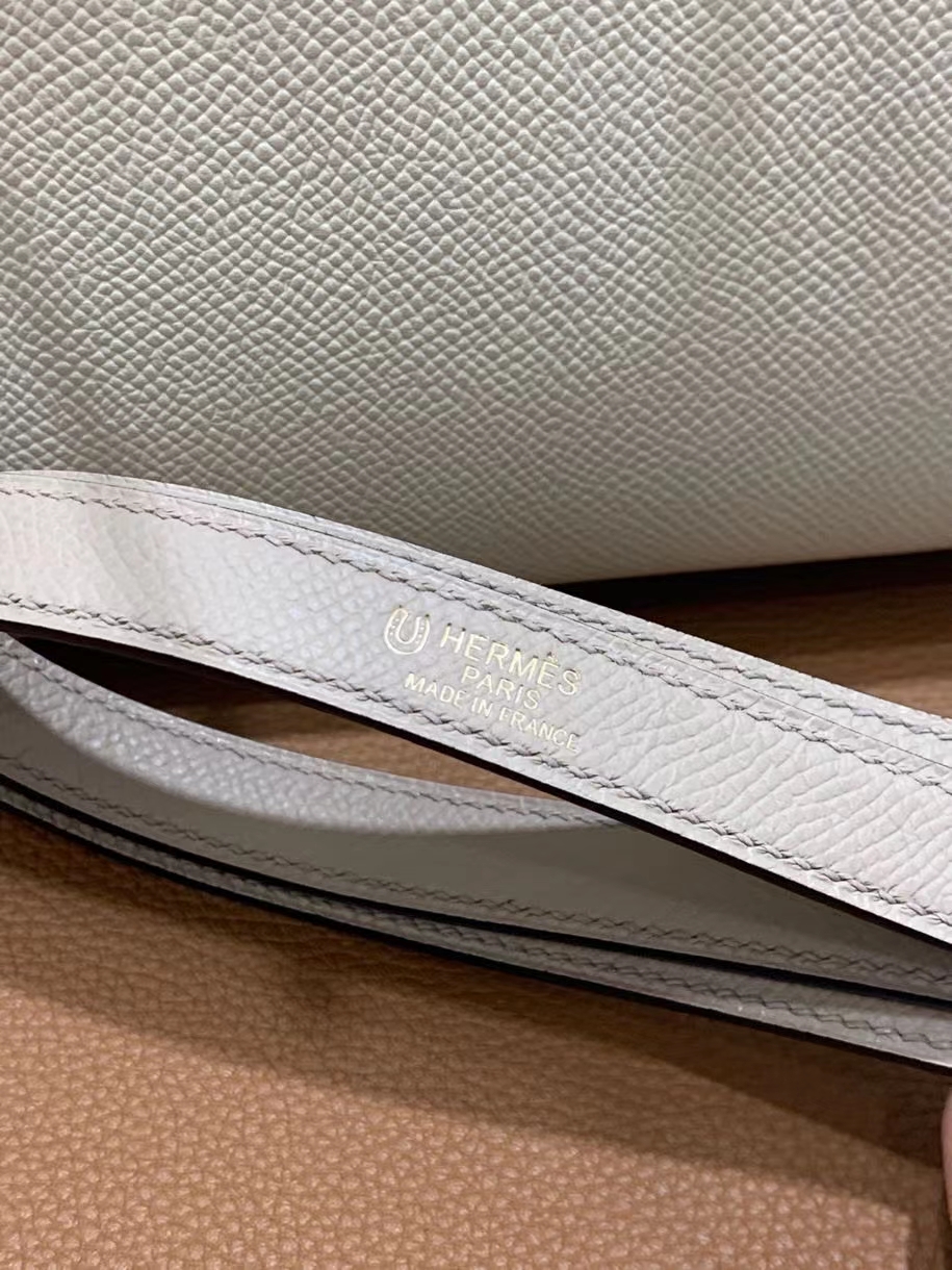 Hermès（爱马仕）Kelly 凯莉包 Epsom 奶昔白拼斑鸠灰 金扣 25cm