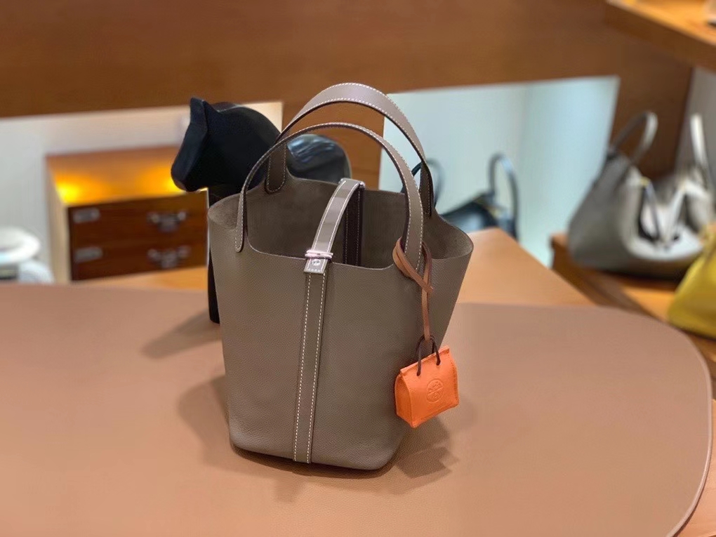 Hermès（爱马仕）Picotin 菜篮子 epsom 大象灰 18cm 银扣 现货