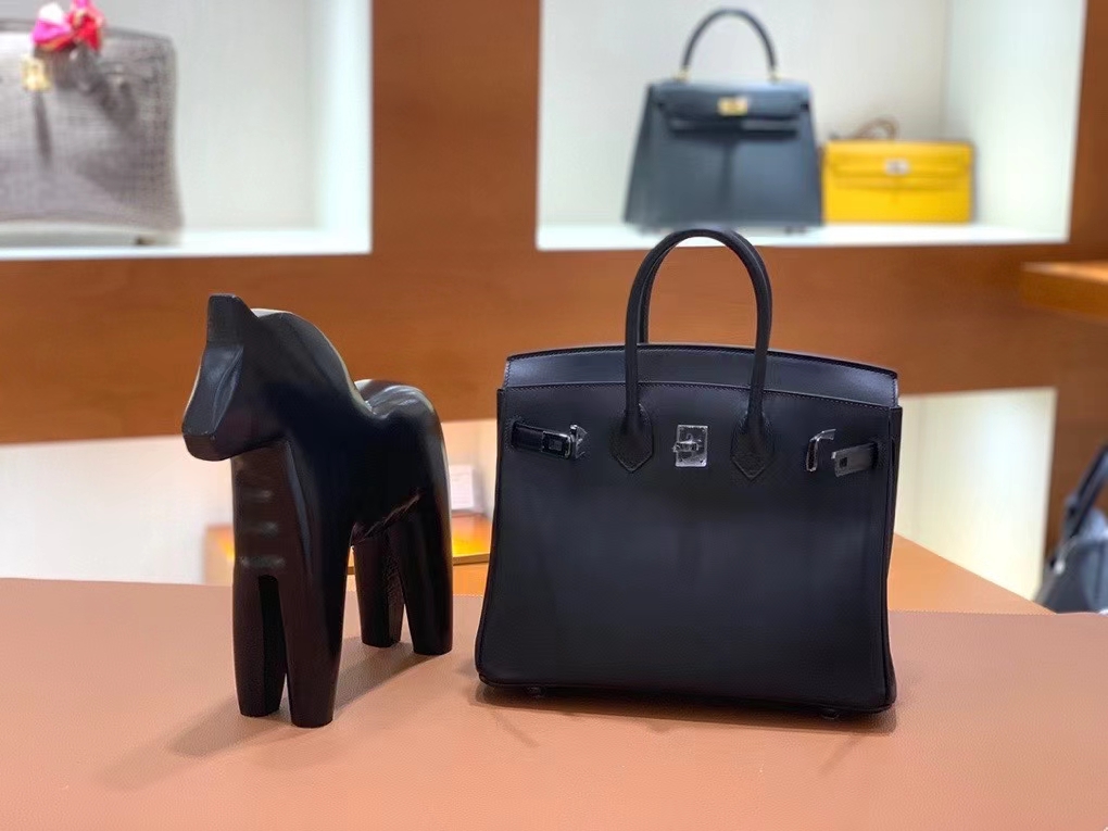 Hermès（爱马仕）Birkin 铂金包 Box皮 黑色 黑扣 25cm