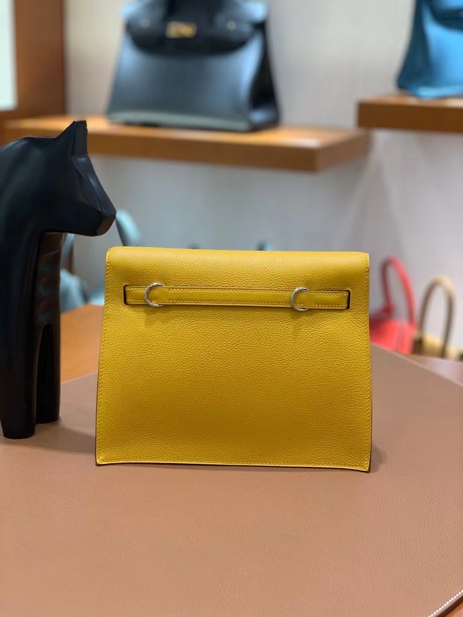 Hermès（爱马仕）Kelly danse evercolor 9D琥珀黄 22cm 银扣 现货