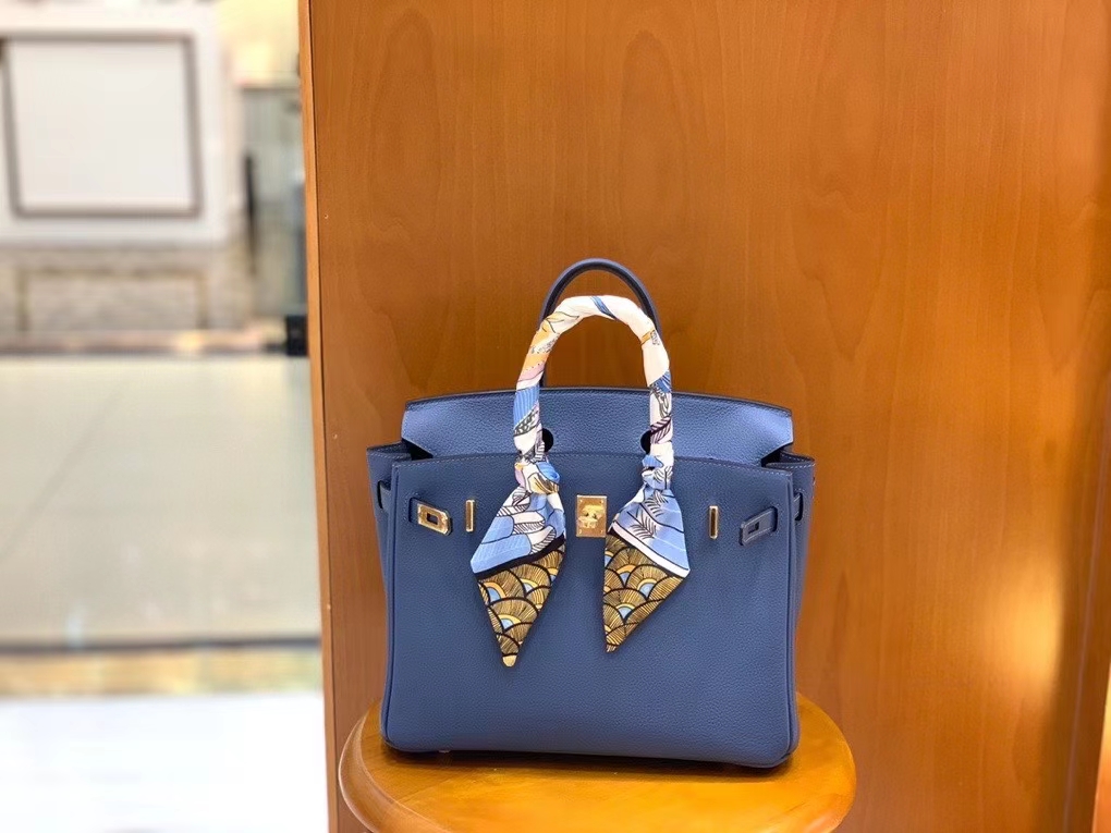Hermès（爱马仕）Birkin 铂金包 Togo 玛瑙蓝 金扣 25cm