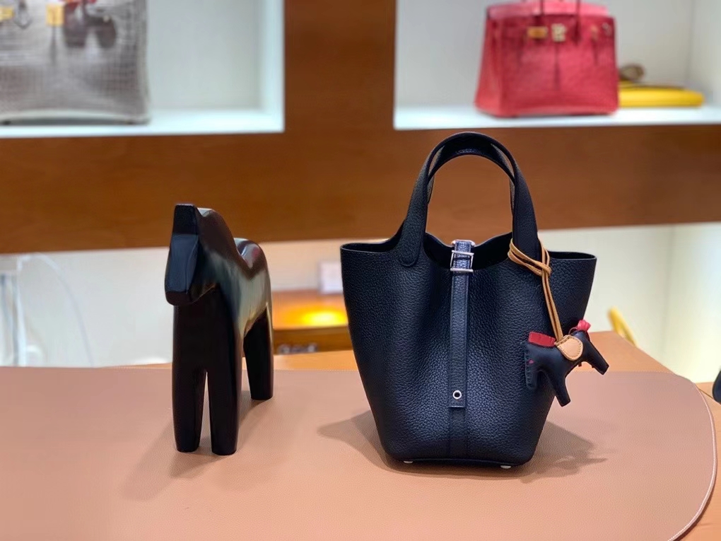 Hermès（爱马仕）Picotin 菜篮子 TC皮 黑色 18cm 银扣