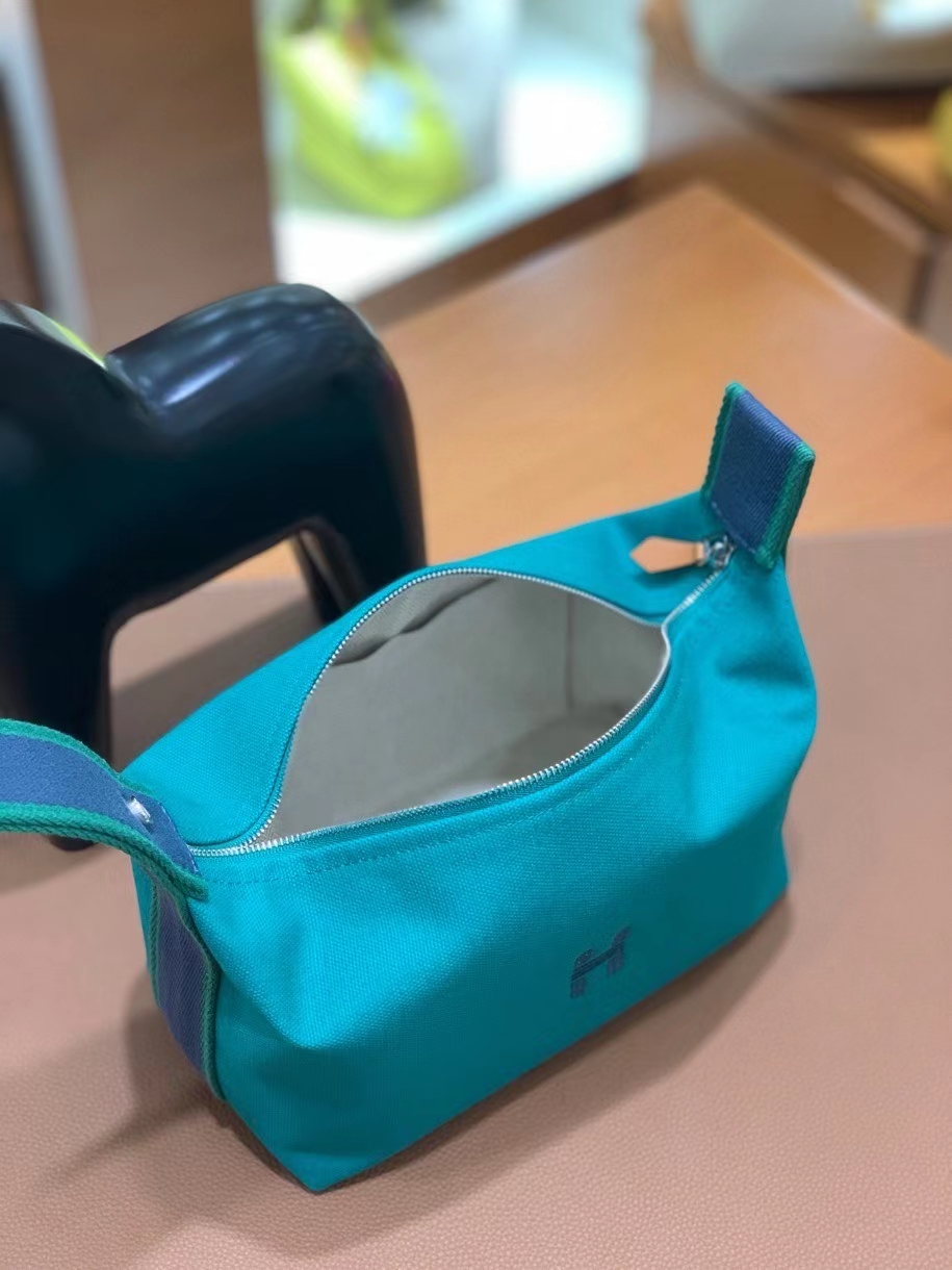 Hermès（爱马仕）饭盒包 孔雀绿 21cm 银扣