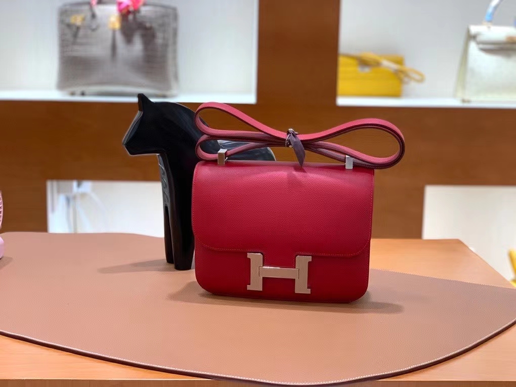 Hermès（爱马仕）Constance 空姐包 epsom 国旗红 银扣 24cm 现货