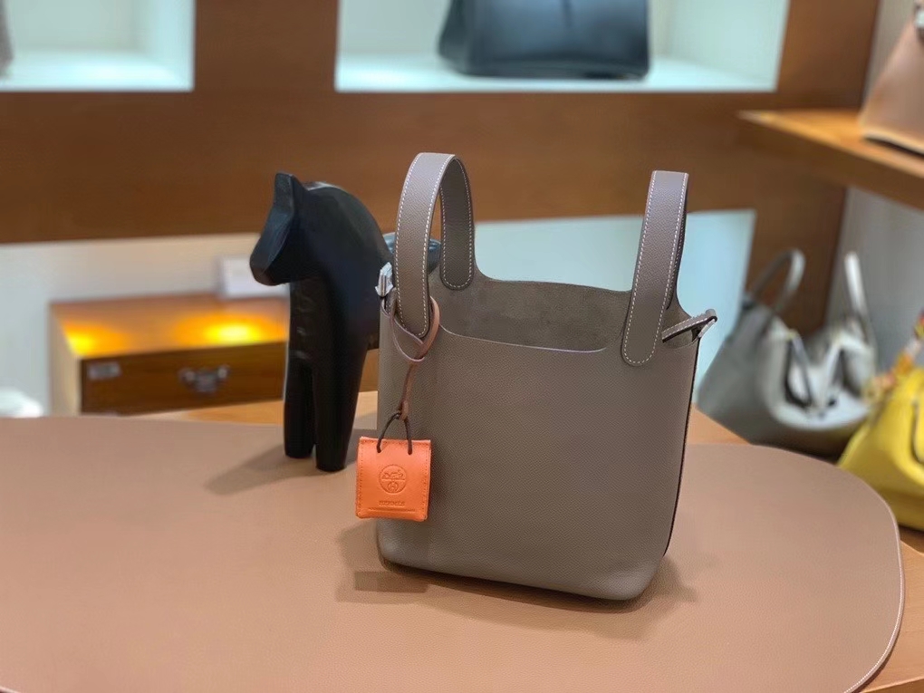 Hermès（爱马仕）Picotin 菜篮子 epsom 大象灰 18cm 银扣 现货