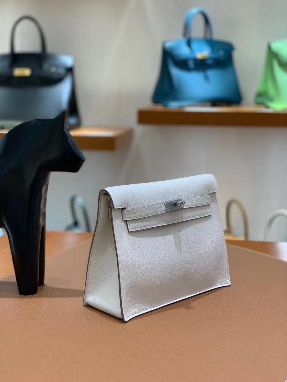 Hermès（爱马仕）Kelly danse evercolor 8L奶油白 22cm 银扣 现货