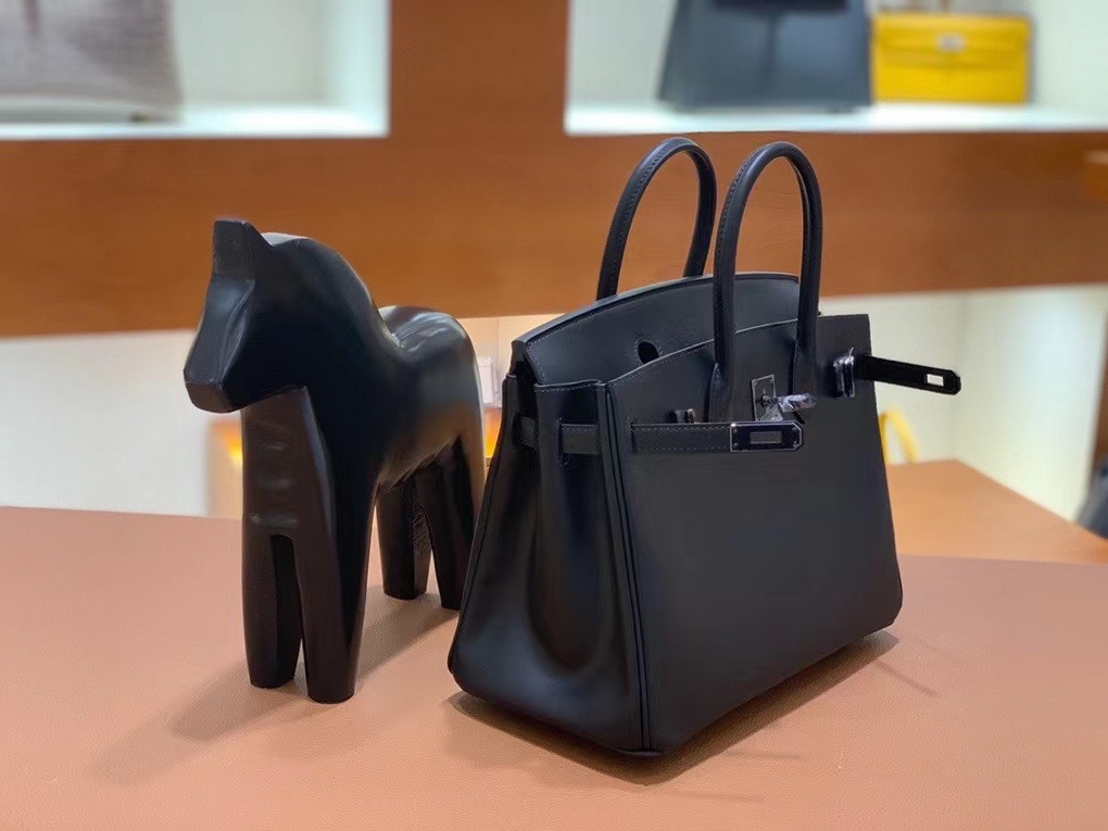 Hermès（爱马仕）Birkin 铂金包 Box皮 黑色 黑扣 25cm