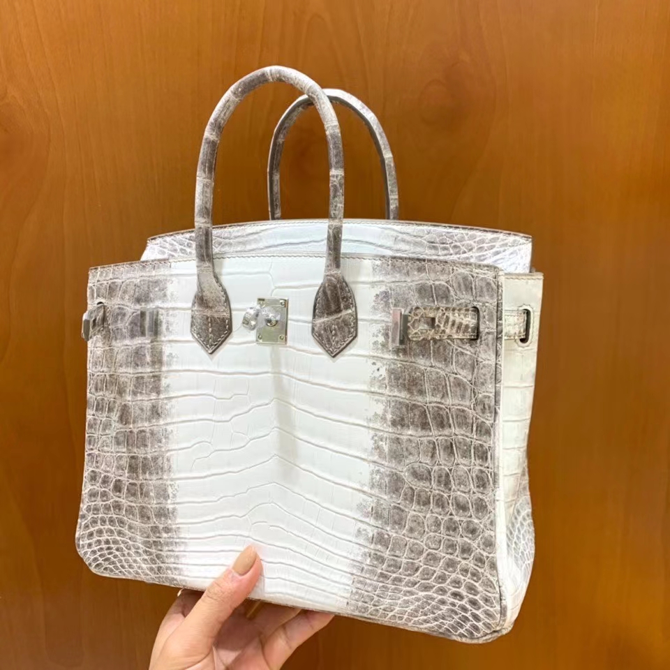 Hermès（爱马仕）Birkin 铂金包 鳄鱼皮 喜马拉雅 银扣 25cm 现货