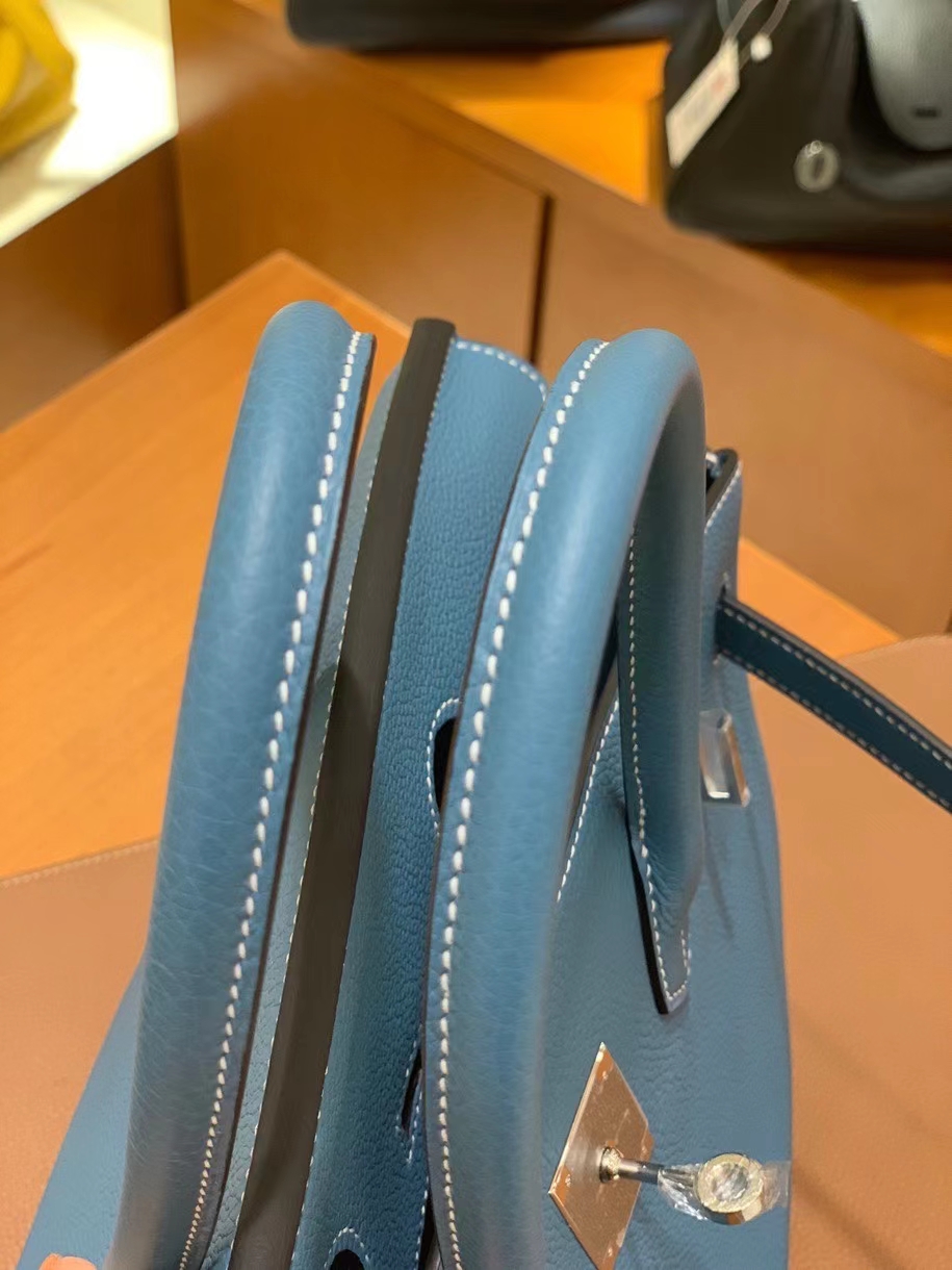 Hermès（爱马仕）Birkin 铂金包 Togo 牛仔蓝 银扣 30cm