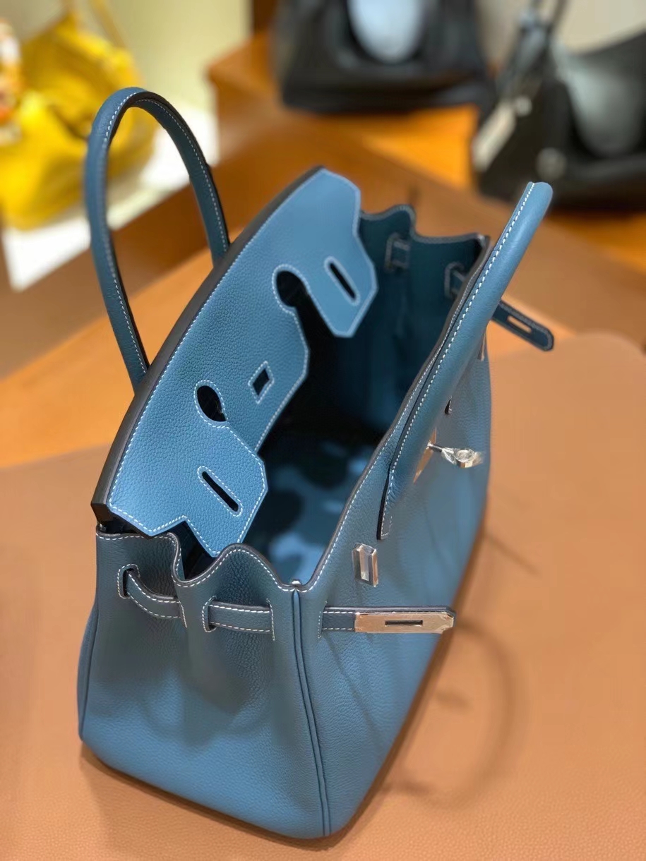 Hermès（爱马仕）Birkin 铂金包 Togo 牛仔蓝 银扣 30cm